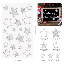 Epakh 84 Pieces Rhinestone Star Stickers Silver Glitter Bling Stars Stickers Sparkly Crystal Self Adhesive Sticker for Craft Christmas Winter Package Gift Decor Window Car Decal Accessories, 4 Sheets
