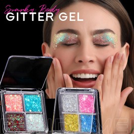 FANDAMEI Face Glitter, Body Glitter for Women, 2PCS 8 Colors Glitter Gel for Face, Hair Glitter for Kids, Fairy Rave Mermaid Makeup