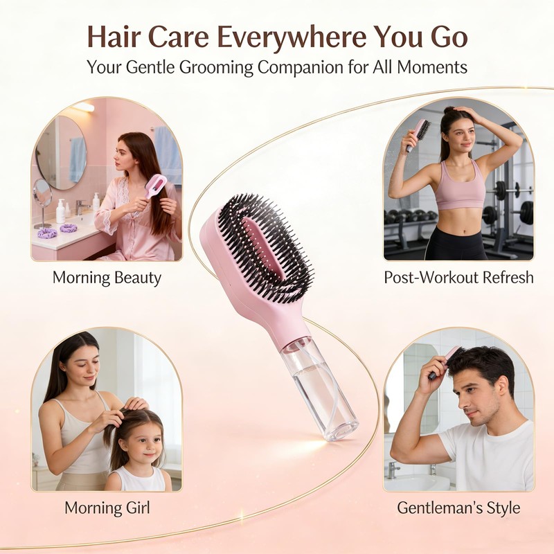 2-in-1 Detangler Brush, Hair Brush with Water Spray