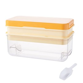 Lielisks Upgrade Multi-trays Silicone Ice Cube Trays for Freezer with Lid and Bin, Ice Cube Storage Container Set, Easy to Release Ice Cube in 1 second Yellow 2 trays