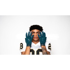 MASSOV ALLSZN All Season All Weather Men's Football Receiver Gloves - Superior Grip Even When Wet - Essential Football Gear for Men (Echo Blue, Large)