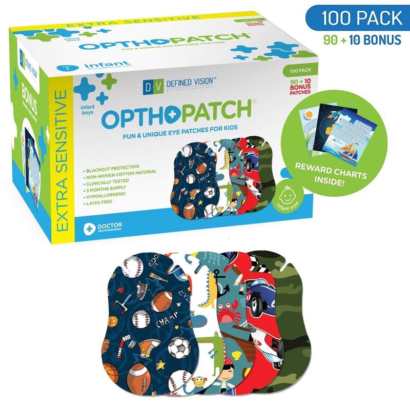 Infants Extra Sensitive Adhesive Eye Patch Boys 100 Pack Series