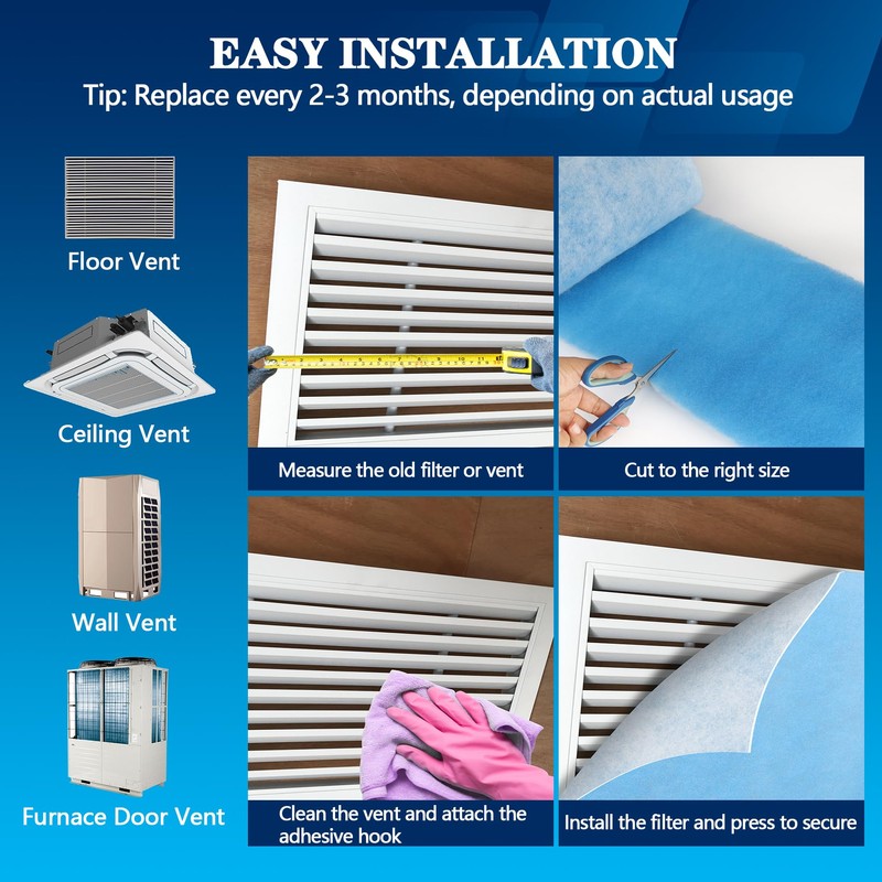 MERV 8 Air Vent Filters, 14" x 140"Cut to Fit