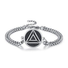 TRISHULA Anonymous Alcoholic Bracelet 925 Sterling Silver Sobriety Recovery Symbol Bracelet AA Bracelet Anonymous Bracelet AA Jewellery Sobriety for Men, Sterling Silver