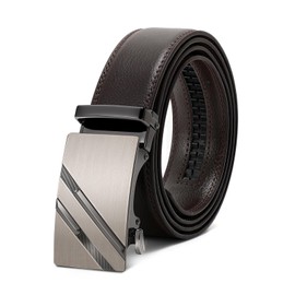 WERFORU Men's Belt, Adjustable Leather Ratchet Belt, 3.5 cm Fit, Men's Automatic Buckle Belt for Suit Jeans, c-curry