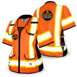KwikSafety - Charlotte, NC - GODMOTHER Class 3 Safety Vest for Women - LOOSE FIT - ANSI OSHA Compliant Reflective Work Gear PPE/Orange XS