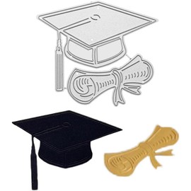 Silver Graduation Hat Cutting Dies Bachelor Cap Metal Die Cuts Graduation Theme Background Embossing Mold for DIY Scrapbooking Photo Album Decorative Embossing Paper Dies for Card Making Templated