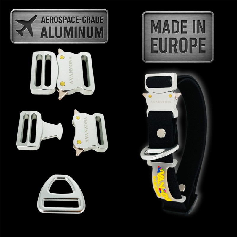 Waterproof Dog Collar, Made in Spain, Aluminum Buckle, PVC Coated