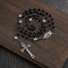 SALOMOCA Bead Rosary Necklace with Crucifix and Our Lady of