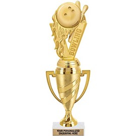 Crown Awards Bowling Trophy, 13" Gold Cup Bowling Tournament Trophies with Engraving Included, 10 Pack