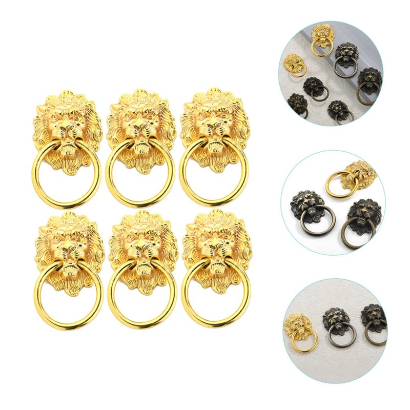 Operitacx 6Pcs Lion Head Cabinet Knobs Antique Pulls Modern Wardrobe