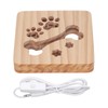3D Night Lamp Bone Paw Print Pattern Hollow Design Wooden