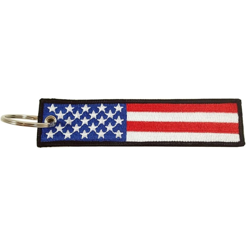 Llavero de la bandera de Estados Unidos, 100% bordado