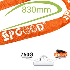 SPGOOD Bicycle Lock (14 Colours) with Numbers and High Security Level, Bicycle Chain Lock, Number Code Combination Lock, Hardened Steel Chain Links, Orange