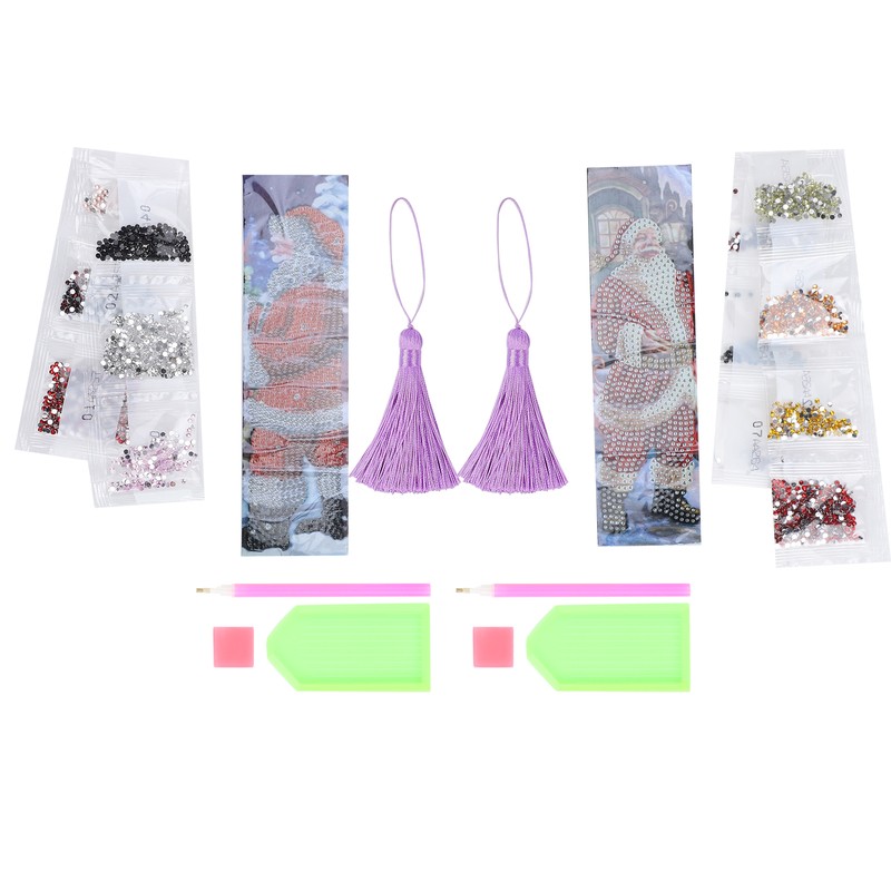 2 Set Diamond Bookmarks 5D DIY Painting Crystal Embroidery Tassel