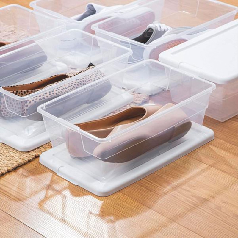 Sterilite 6 Qt Storage Box, Stackable Bin with Lid, Plastic