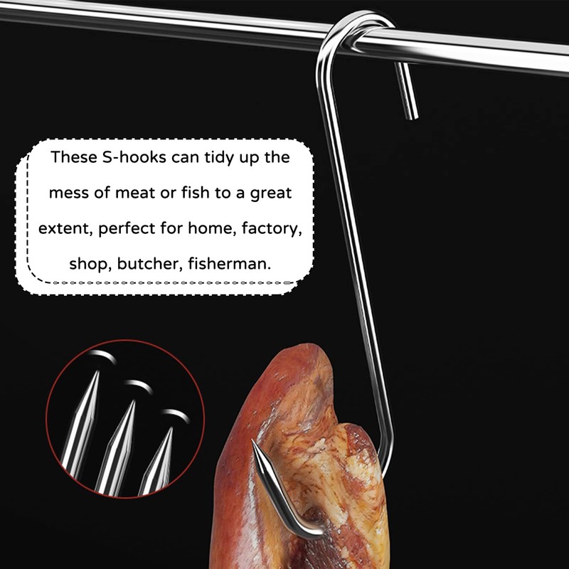 ZXNJA Pack of 20 Meat Hooks, S Hooks, Butcher Hooks,