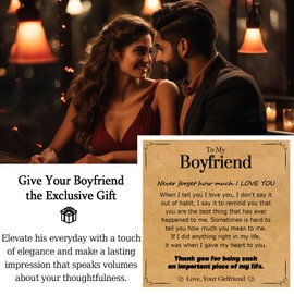 WIKHIA Gifts for Boyfriend from Girlfriend, 8MM Double Strand Wheat Chain Stainless Steel Bracelet for Men, Boyfriend Birthday Christmas Anniversary Present, 8.3 in