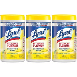 Lysol Disinfectant Wipes, Multi-Surface Antibacterial Cleaning Wipes, For Disinfecting and Cleaning, Lemon and Lime Blossom, 80 Count (Pack of 3)