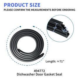 00494772 Dishwasher Rubber Door Seal Replacement Parts Compatible with Some Kenmore Thermador Bosch Dishwashers 494772