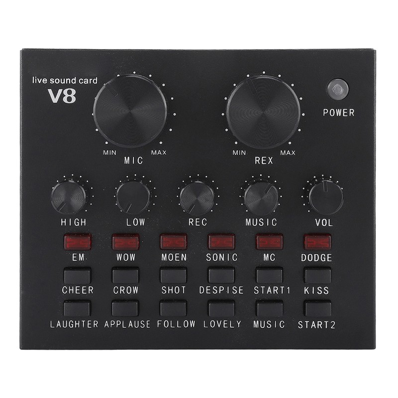 V8 Multifunctional Live Sound Card Intelligent Volume Adjustable Multiple Funny