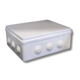 Lumonic Junction Box White 300 x 250 x 120 mm with 12 Openings I Junction Box Surface-Mounted - IP65 I Connection Box, Terminal Box, Junction Box for Indoor and Outdoor Use