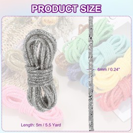 PATIKIL Sequins Rope, 5.5 Yard 6mm Sequins Rhinestone Tube Cord for Wedding Dresses Earring Costume Clothing Shoes Jewelry DIY Crafts Making Accessory, Silver Tone
