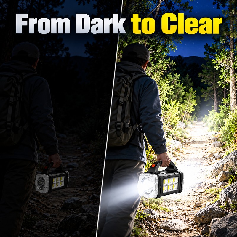 USB & Solar Rechargeable LED Flashlight with COB Side Light