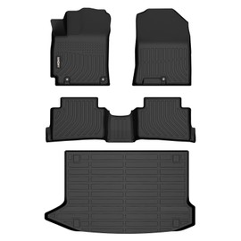 GINOWY-Floor Mats Cargo Liner Set for Hyundai Kona 2024 2025, Kona SEL丨SE丨N Line 丨Limited, TPE All Weather Car Mats Floor Liners for Kona Accessories Cargo Mat Trunk Mat