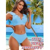 Kaei&Shi Ruffle Two Piece Swimsuit for Women,Cheeky Bikini Sets,Full Coverage
