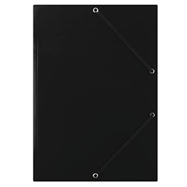 DONAU FEP01G Premium Folder A4 Made of Strong Cardboard with 2 Elastic Bands | Pack of 50 / Pack of 50 | Colour: Black | Ideal for Office and School | Green Dot