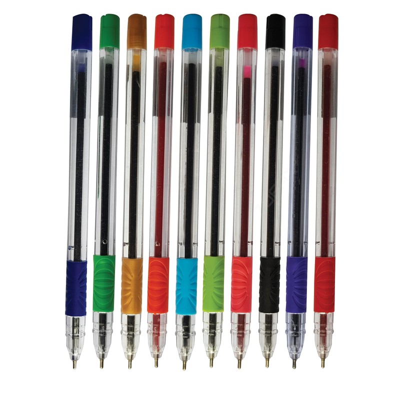 SAINO Ezirite Ballpoint Pens, MULTICOLOUR, Fine Point (0.6mm), Pack of