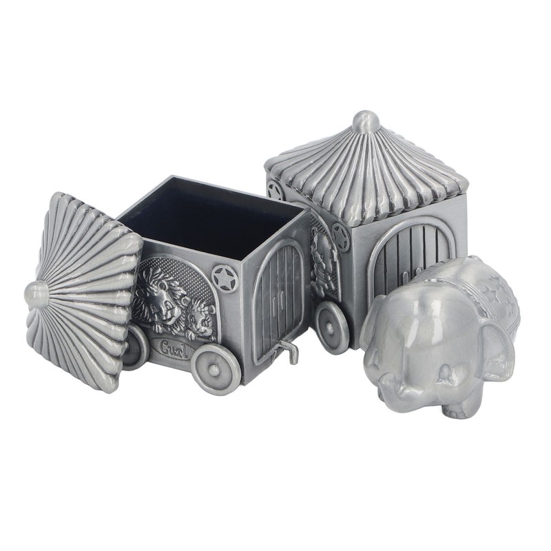 Baby Teeth Organizer Elephant Carriage Keepsake Box Metal Collection Container