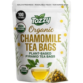 Tozzy Organic Chamomile Tea - 100 Count | Pyramid Tea Bags (Plant-Based & Eco-conscious) | Pure Ingredients