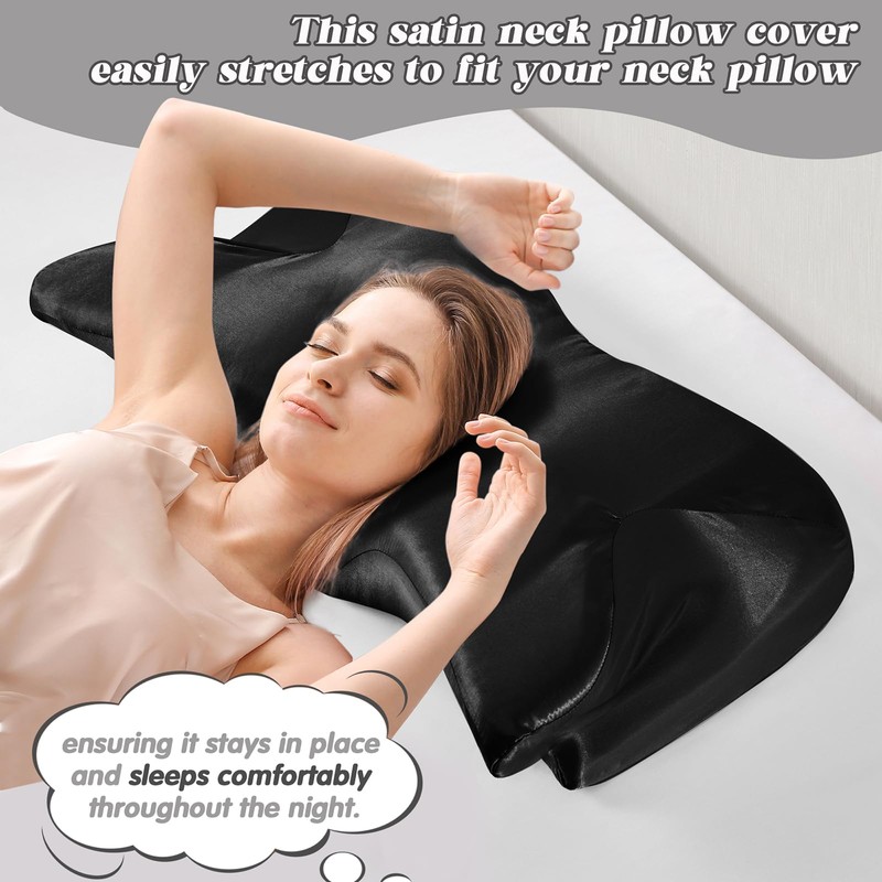 P Pothuiny 2 Pcs Satin Pillowcase for Cervical Pillow, Smooth