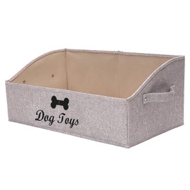 Geyecete Foldable Fabric Trapezoid Organizer Boxes - Collapsible Dog Toy Basket (Light Brown-DOG)