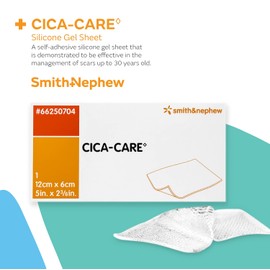 PHARMAIDEA Srl CICA-Care - Hoja de gel de silicona autoadhesiva para control de cicatrices, producto de cuidado de heridas, 12 cm x 6 cm, color blanco/naranja