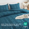 Andency Teal Tufted Comforter Set King(104x90Inch), 3 Pieces(1 Boho Comforter,
