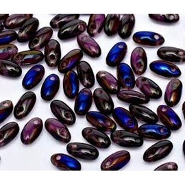 10 Grams RIZO Czech Glass Beads-2.5 x 6mm. Nice Selection of Colors and FINISHES. Single 1mm Hole. 10 Grams, About 140-150 Beads (Amethyst Azuro)