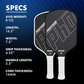 Professor PhD T700 Raw Carbon Fiber Premium Pickleball Paddle Racket - Precision Honeycomb Core - Enhanced Power & Control - USAPA Pickleball Approved