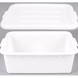 Unbranded//Generic 6 PACK 20" x 15" x 7" WHITE Storage Plastic Dish Restaurant Food Bus Tub w/ Lid