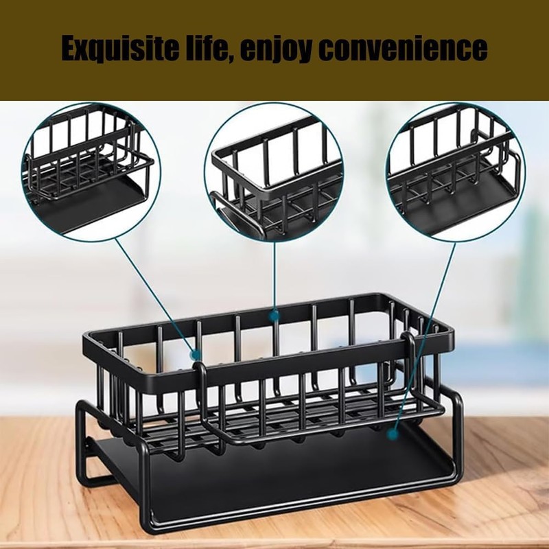 WangCai Stainless Steel Kitchen Sink Caddy, Self-Draining Sponge Holder with