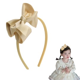 Yaozeio Christmas Gold Bow Headband for Girls: Large Bow Hair Band, Kids Ribbon Hair Hoop, Gold Bows for Girls, Cute Christmas Headband