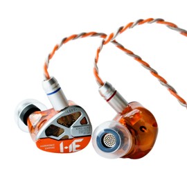 HE Xiao Qiao Semi-open Single Dynamic In Ear Monitors, 10mm Graphene Diaphragm Dynamic driver IEM, Gaming IEM Earphones, HiFi Wired Earphones with 5 Axis CNC Hyper Presicion Resin (Orange, 4.4mm)