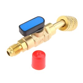 R410a Air Conditioner Ball Valve, 1/4" SAE Adapter HVAC A/C Angled SHUT-OFF Ball Valve for R22 R12 Refrigerant Brass Adapter