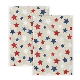 American Red Blue White Stars Patriotic 4th of July Kitchen Towels Independence Memorial Day Dish Towels, 16x24 Inch Summer Holiday Decoration Absorbent Hand Towels for Kitchen Drying Set of 2