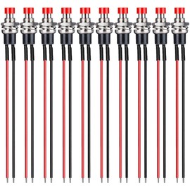 Gebildet 10pcs 7mm 3V-6V-12V-24V-230V/1A Pre-Wired Mini Push Button, SPST Nomal Open On/Off 2-Pin Round Button For Model Railway Hobby (Red)