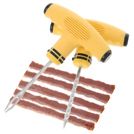 ULTECHNOVO 1set Heavy Duty Tire Repair Kit t Handle Plugs Puncture Tools and Compact Storage Tire Patch Kit for Cars Motorcycles and Atvs Repair