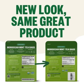 FGO Organic Moroccan Mint Green Tea, 100 Count, Eco-Conscious Tea Bags, Resealable Bag, Packaging May Vary (Pack of 1)