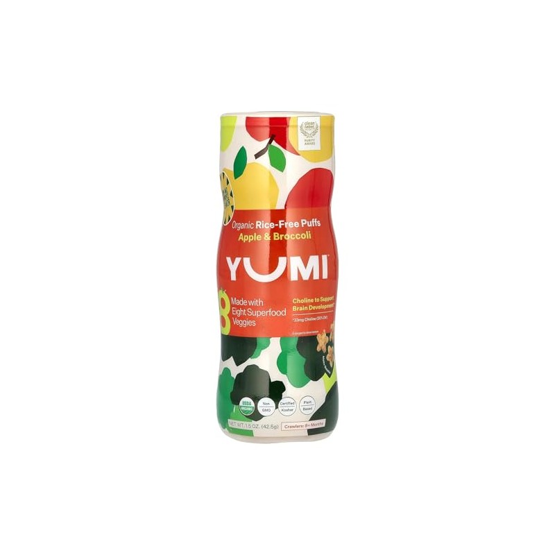 Yumi Organic Apple Broccoli Rice-Free Puffs, 1.5 OZ